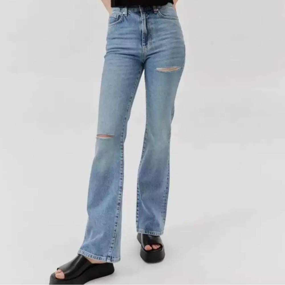 BDG Blue Flare Wide Leg Jeans Distressed